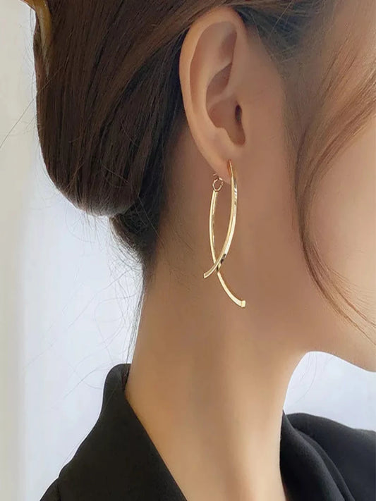 Boucles d'oreilles longues en acier inoxydable pour femmes, élégantes coréennes, mode Simple suspendue, bijoux cadeau de noël pour filles