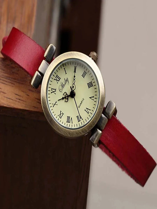 Montre en cuir vintage femme