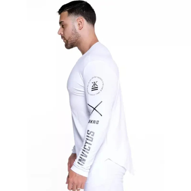 Hommes musculation à manches longues chemise mâle décontracté mode maigre T-Shirt gymnase Fitness entraînement t-shirts hauts en cours d'exécution vêtements à séchage rapide