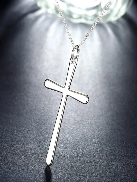 925 Silver Cross Pendant Necklace