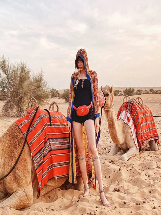 Desert Ethnic Hooded Sun Proof Top