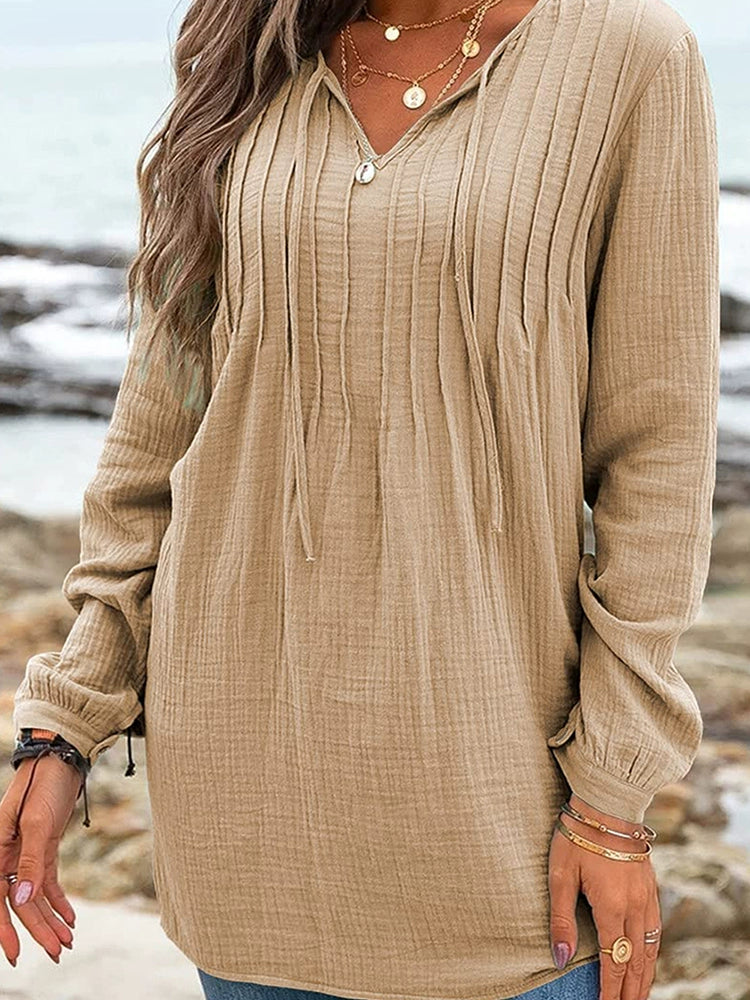 V Neck Loose Long Sleeves T-shirt