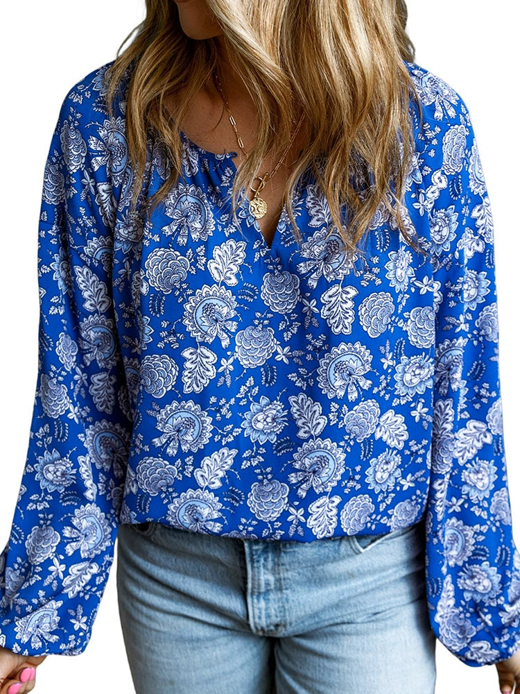 Long Sleeves Woven Florals Print