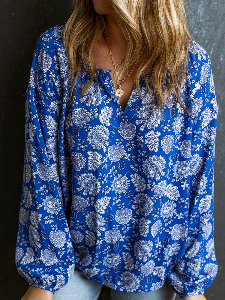 Long Sleeves Woven Florals Print