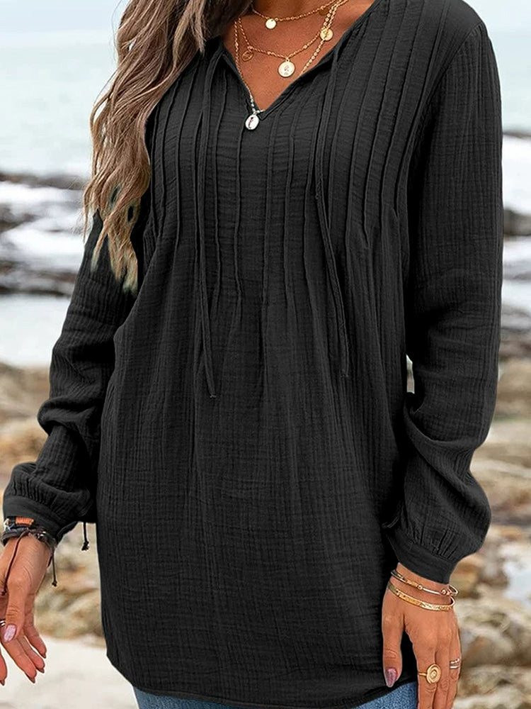 V Neck Loose Long Sleeves T-shirt