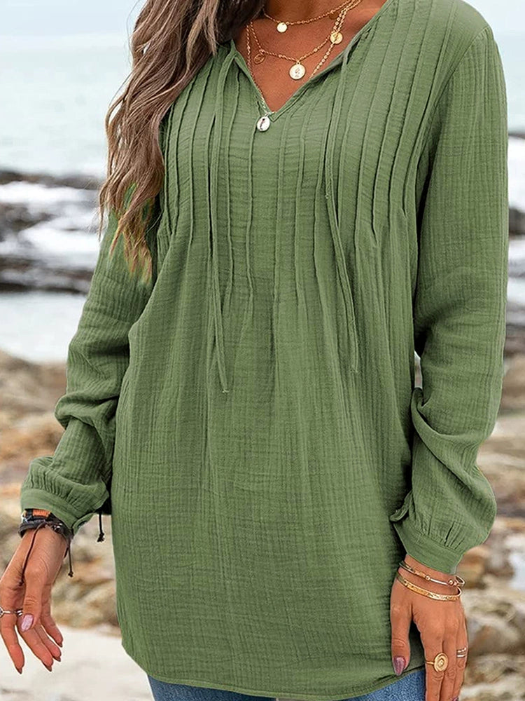 V Neck Loose Long Sleeves T-shirt