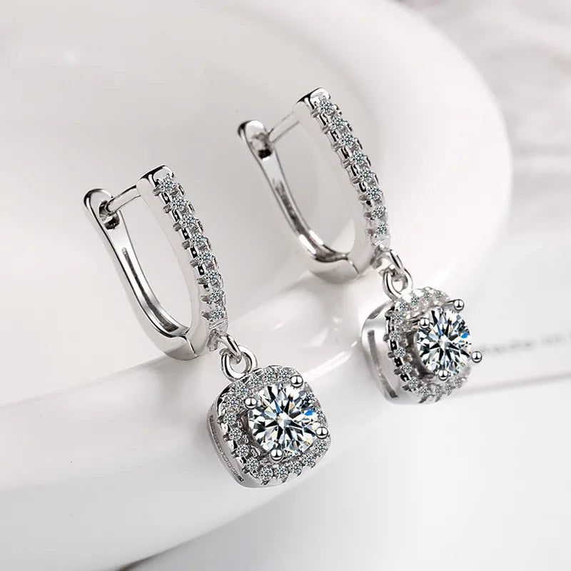 VVS1 Square Shape D Moissanite Earrings