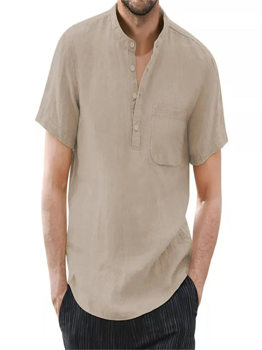 Cotton Linen Casual Men T-shirts