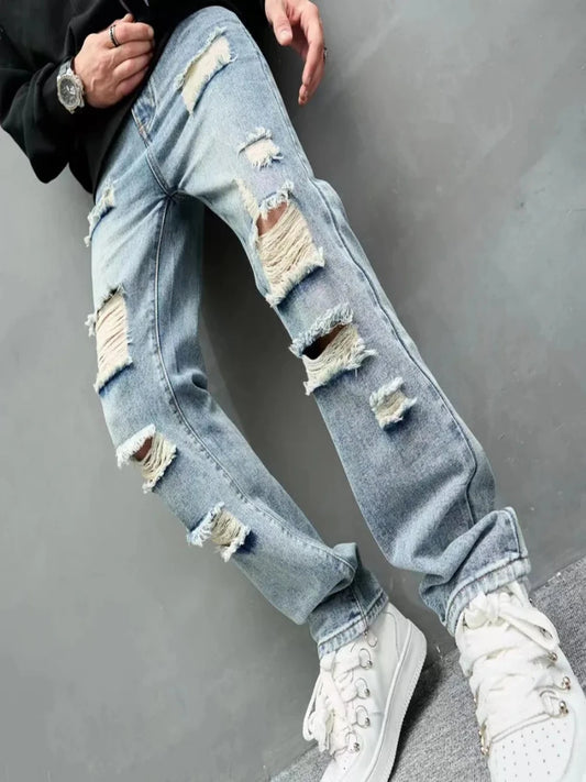 Ripped Straight Jeans