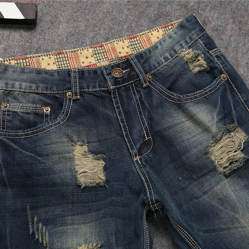 Men Ripped Denim Trousers