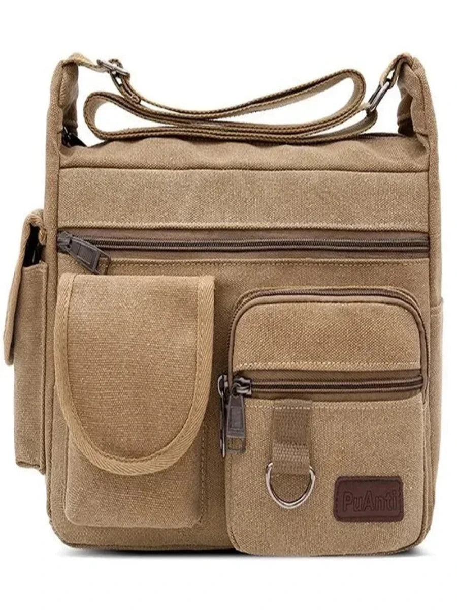 Water Resistant Waxed Messenger Bag for Men