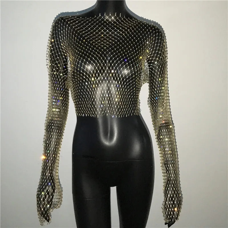 Shiny Rhinestone Fishnet