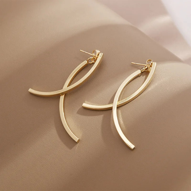 Boucles d'oreilles longues en acier inoxydable pour femmes, élégantes coréennes, mode Simple suspendue, bijoux cadeau de noël pour filles