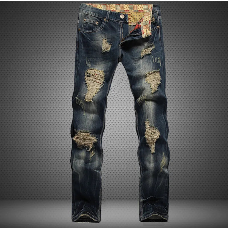 Men Ripped Denim Trousers