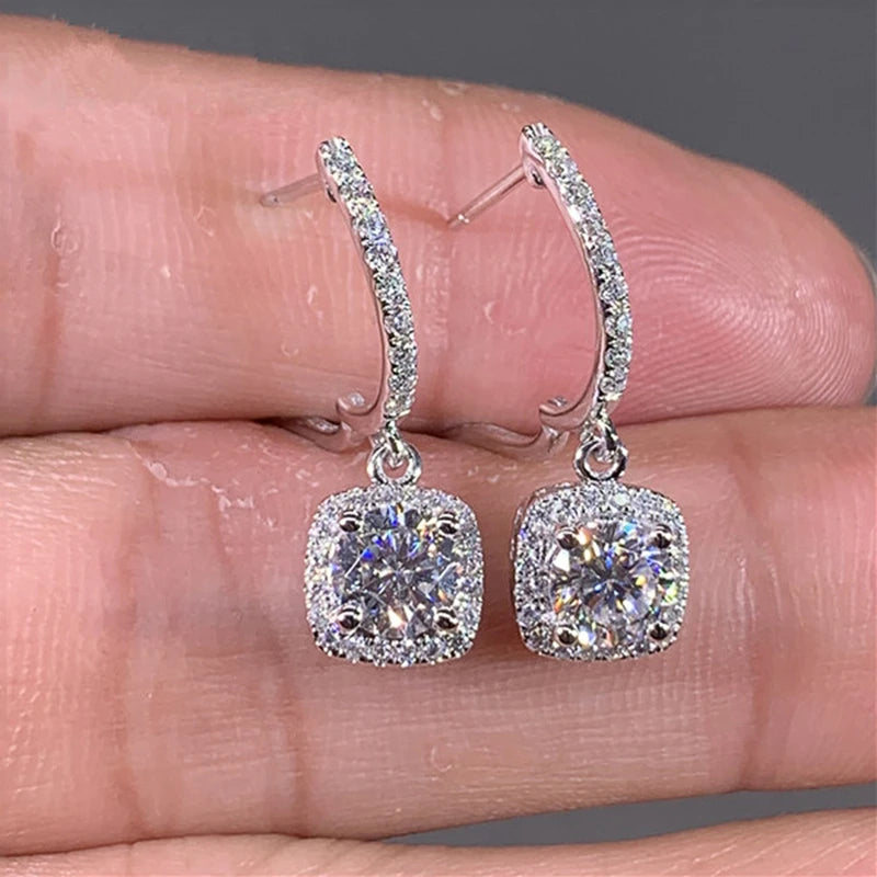 VVS1 Square Shape D Moissanite Earrings