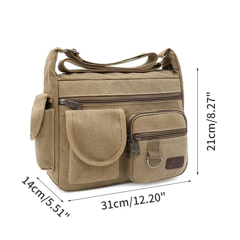 Water Resistant Waxed Messenger Bag for Men