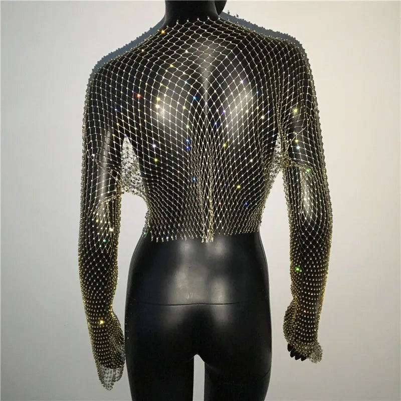 Shiny Rhinestone Fishnet