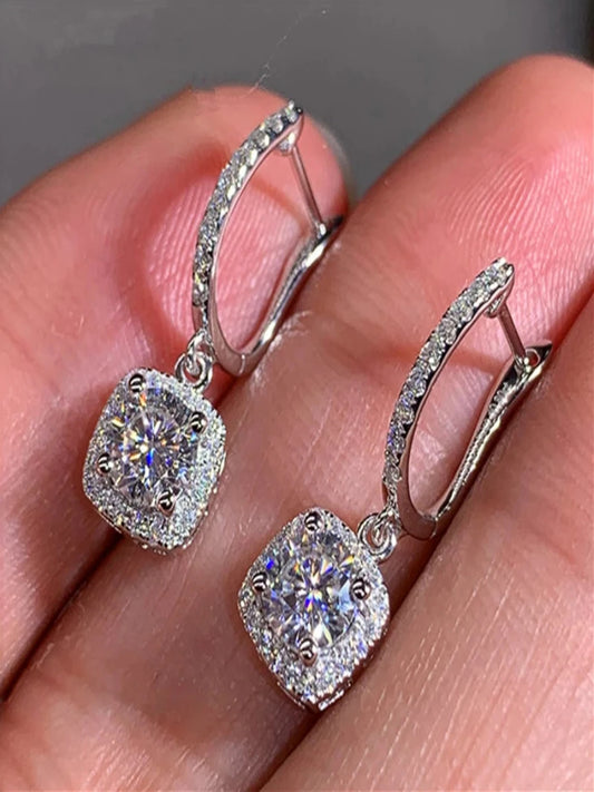 VVS1 Square Shape D Moissanite Earrings