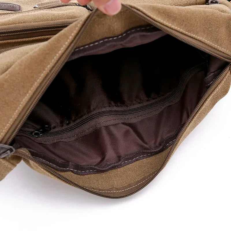 Water Resistant Waxed Messenger Bag for Men