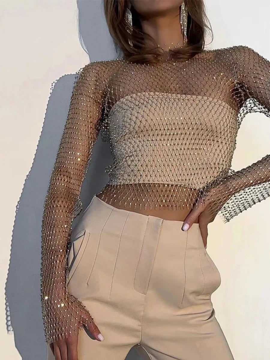 Shiny Rhinestone Fishnet