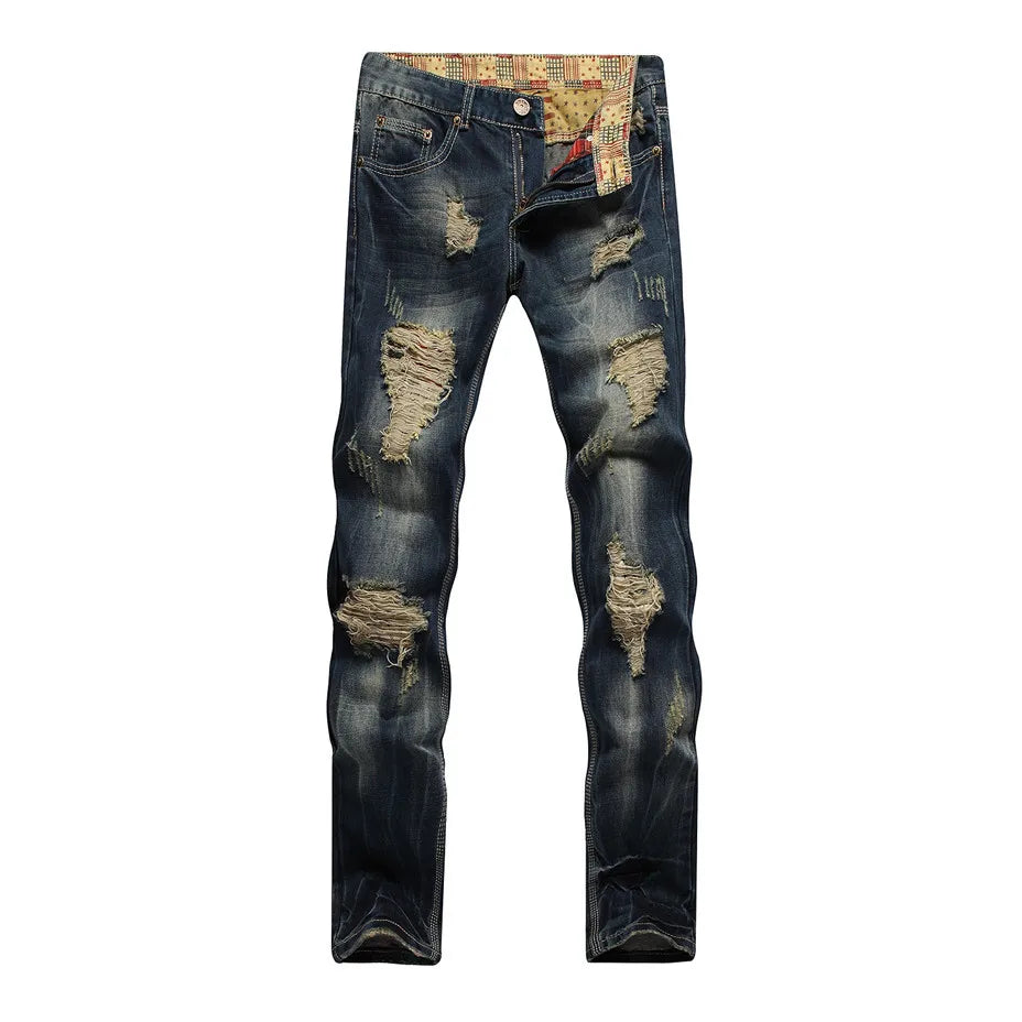 Men Ripped Denim Trousers