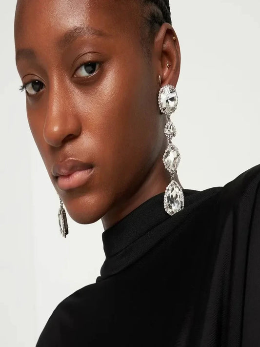 Geometry Crystal Clip Earrings