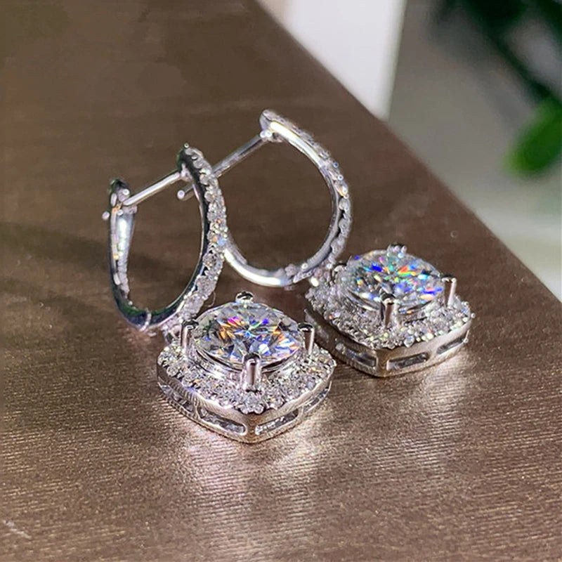 VVS1 Square Shape D Moissanite Earrings